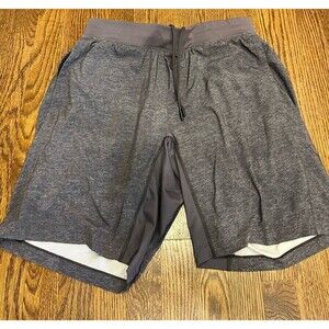 Lululemon T.H.E. Men's XL Gray 9" Inseam Lined Workout Gym Running Shorts